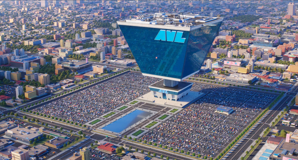 This picture of the AVL HQ and massive car parking area in Despicable Me 4 was found on the "fuck cars" subreddit which is hilarious.